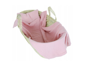 Vankúšik + deka do kočíka mušelín - ružová