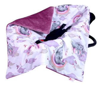 Obojstranná deka do kočíka minky 80x80 cm sloníci