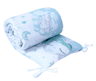 Ochranný mantinel do postieľky - Slon na Mesiaci / šalvia