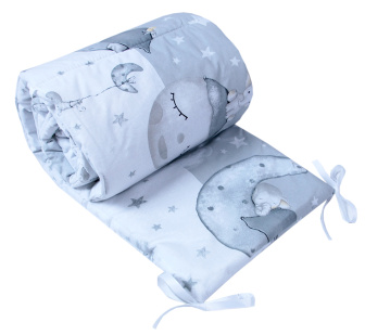 Ochranný mantinel do postieľky - Slon na Mesiaci / sivá