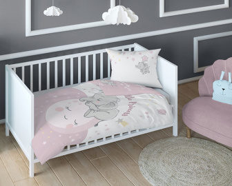 Obliečky lux bambus-bavlna růžový sloník