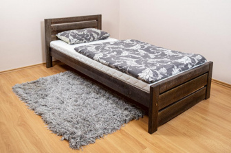 Postel Olivie 90/200 cm s roštem - masiv jelša 4 cm - grafit