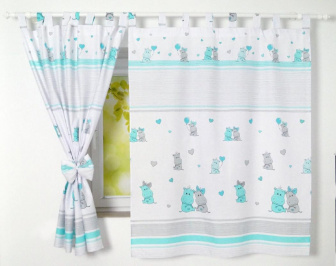 Detské závesy 120x160 cm - hrošiaci tyrkys