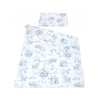Obliečky do postielky 120/90 cm - sloník modrá