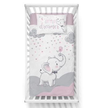 Obliečky do postieľky z bambusového vlákna 100x135 cm - Sloník