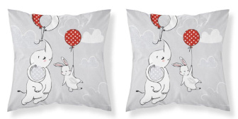 Detské obliečky na vankúš 40x40 cm - Sloník s králikom / šedá