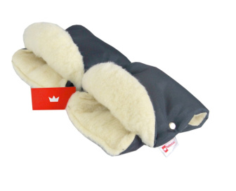 Rukavice na madlá kočíka ovčia vlna - grafit