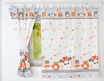 Detské závesy - 120x160 cm sova - oranžová