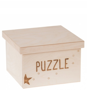 Drevený box na hračky PUZZLE - 22x22x15 cm