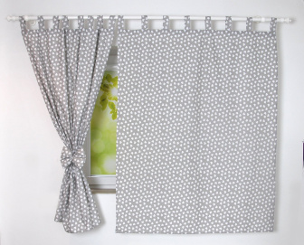 Detské závesy 120x160 cm - srdce sivá