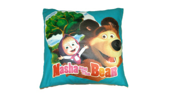 Detská obliečka na vankúš 40x40 cm - Máša a Medvěď / tyrkys