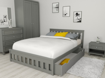 Posteľ z masívu Abby 160x200 cm - Sivá + matrac Relax + rošt ZADARMO