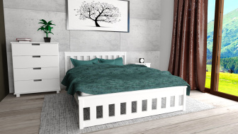 Postel Abby 90/200 cm biela masív borovice + rošt ZADARMO