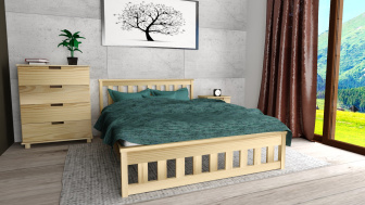 Postel Abby 180/200 cm masív borovice + rošt ZADRAMO
