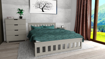 Posteľ Abby 140/200 cm masív borovica - šedá + rošt ZADARMO