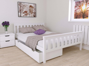 Posteľ z masívu Agata 90x200 cm - Bielá + matrac Super-flex + rošt ZADARMO