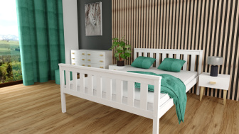 Postel Agata 140/200 cm masív borovice - biela + rošt ZADARMO