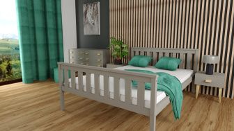 Posteľ Agata 180/200 cm masív borovica - šedá + rošt ZADARMO