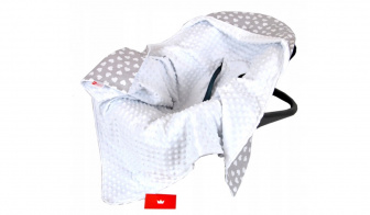 Zavinovacia deka do autosedačky biela - srdiečka