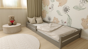 Detská montessori posteľ Axel 90/200 cm + rošt ZADARMO - šeda