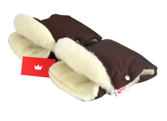 Rukavice na madlá kočíka ovčia vlna - bronz