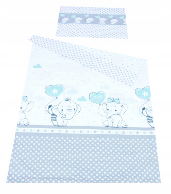 Obliečky do postieľky 120/90 cm - sloňatá modrá