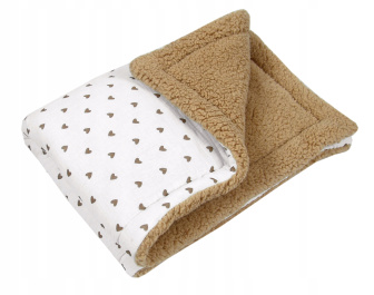 Mušelínová deka 100 x 75cm / srdiečka/ béžová