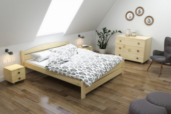 Posteľ Basia 140x200 z masívu smrk - PRÍRODNÁ + rošt ZADARMO