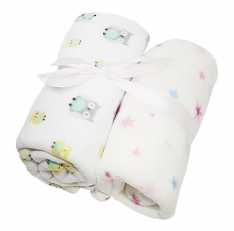 Detská deka 2 kusy -sovy/hvězdy