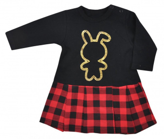 Dojčenské bavlnené šatôčky - čierno / červená