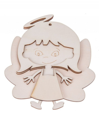 Vianočná drevená dekorácia - Dievčátko / anjelík