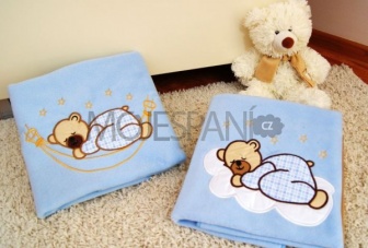 Detská deka s výšivkou modrá