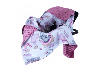 Deka do autosedačky minky - sloník ružový + ružový