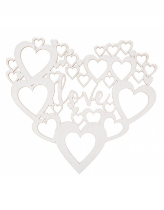 Svadobná drevená dekorácia - Srdiečka / Love