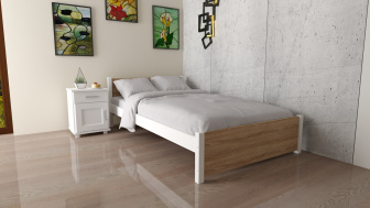 Posteľ Olaf z masívu + MDF 140x200 cm - DUB SONOMA  / BIELA+ rošt ZADARMO