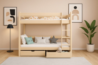 Poschodová posteľ Indus 200/90 cm + zásuvky + rošty ZADARMO