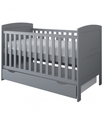 Postieľka 140/70 cm Felix - sivá - 3v1 so šuplíkom