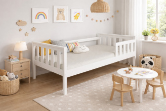 Posteľ FRED z masívu borovice 180x80 cm - BIELA + rošt ZADARMO