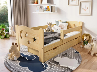 Posteľ BOHOUŠEK 160x80 cm - PRÍRODNÁ + šuplík + rošt ZADARMO