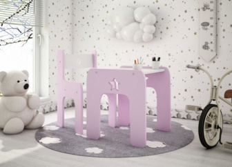 Stůl a židle hvezda růžová