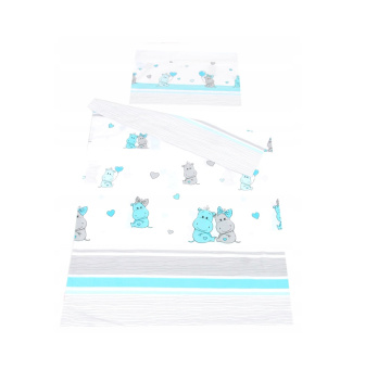 Detské obliečky do postieľky 100/135 cm - hrošiaci tyrkys
