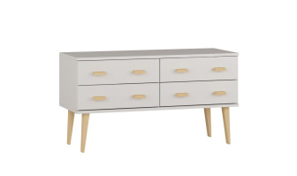 Komoda z masívu borovice Nord K2/2S 117/58,5/42 cm / biela