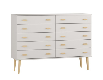 Komoda z masívu borovice Nord K5/2S/2D 175/92/42 cm / biela