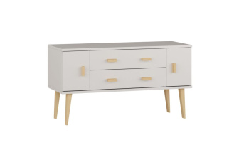 Komoda z masívu borovice Nord K3/2S 117/58,5/42 cm / biela