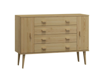 Komoda z masívu borovice Nord K3/4S 117/92/42 cm / prírodná