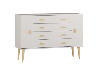 Komoda z masívu borovice Nord K3/4S 175/92/42 cm / biela