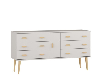 Komoda z masívu borovice Nord K4/3S 117/75/42 cm / biela