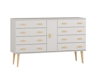 Komoda z masívu borovice Nord K4/4S 117/92/42 cm / biela