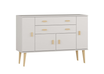 Komoda z masívu borovice Nord K5/2S/2D 117/92/42 cm / biela