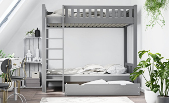 Poschodová posteľ Karol - ŠEDÁ + rošty ZADARMO